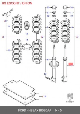 Пружина подвески H88AX-18080-AA FORD