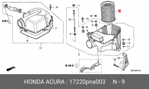 Воздушный фильтр 17220-PNA-003 HONDA