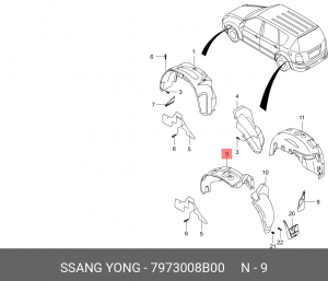 Подкрылок 7973008B00 SSANG YONG