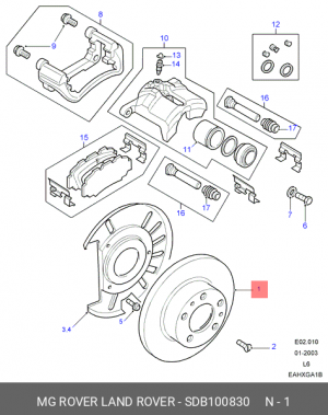 Тормозной диск SDB100830 MG ROVER LAND ROVER