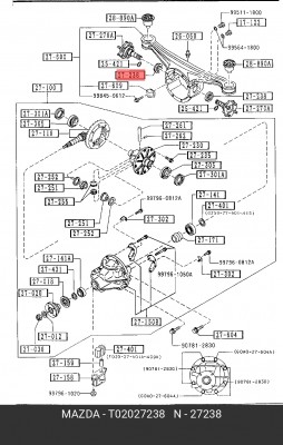 Уплотняющее кольцо, дифференциал T020-27-238 MAZDA