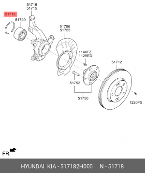 Комплект подшипника ступицы колеса 517182H000 HYUNDAI KIA