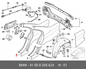 Крыло заднее 41 00 8 205 624 BMW