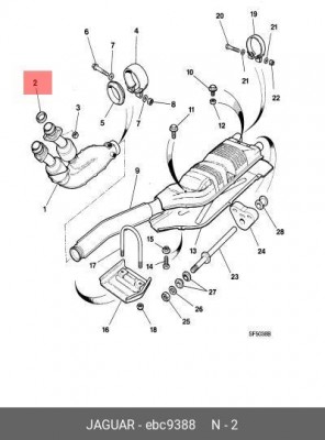 Уплотнительное кольцо, выпускной тр EBC9388 JAGUAR