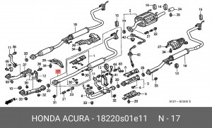 Средний глушитель выхлопных газов 18220S01E11 HONDA