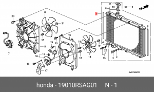 Радиатор, охлаждение двигател 19010-RSA-G01 HONDA