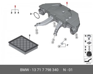 Корпус воздушного фильтра с фильтром 13 71 7 798 340 BMW