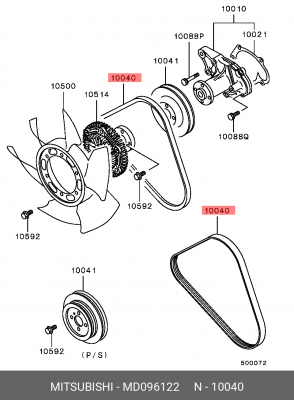 Клиновой ремень MD096122 MITSUBISHI