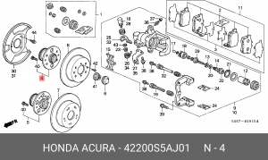Комплект подшипника ступицы колеса 42200S5AJ01 HONDA