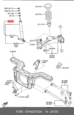 Амортизатор подвески EF9628700A MAZDA