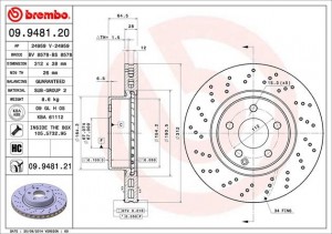 Тормозной диск 09.9481.20 BREMBO