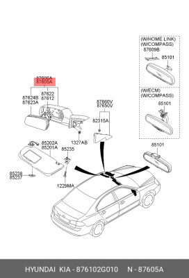 Зеркало заднего вида 876102G010 HYUNDAI KIA
