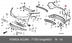 Накладка бампера 71501SMGE00ZL HONDA