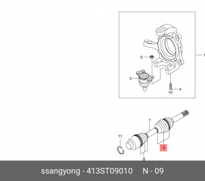 Комплект пылника, приводной вал 413ST09010 SSANG YONG
