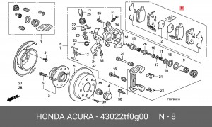 Колодки тормозные дисковые 43022-TF0-G00 HONDA