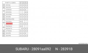 Шарнирный комплект, приводной вал 28091-AA092 SUBARU