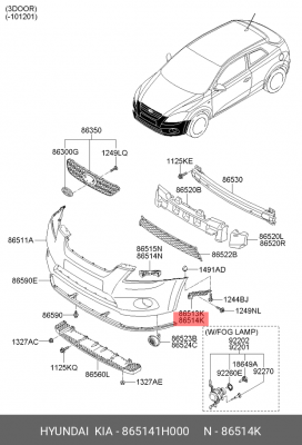 Кронштейн крепления бампера 865141H000 HYUNDAI KIA