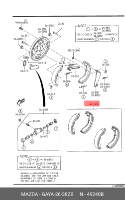 Колодки тормозные барабанные GAYA2638ZB MAZDA