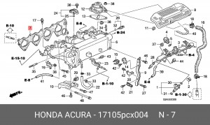 Прокладка, впускной коллектор 17105PCX004 HONDA