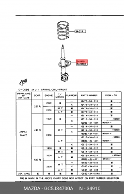 Амортизатор GC5J34700A MAZDA