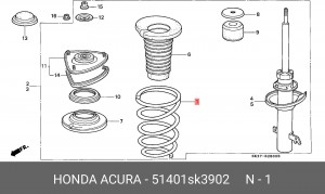 Пружина ходовой части 51401SK3902 HONDA