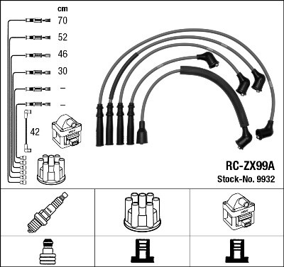 Ккомплект проводов зажигания RCZX99A NGK NTK
