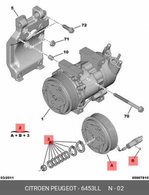 Шкив компрессора кондиционера 6453 LL CITROEN PEUGEOT