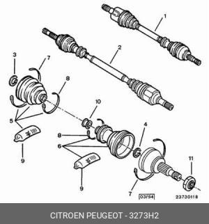 Приводной вал 3273 H2 CITROEN PEUGEOT