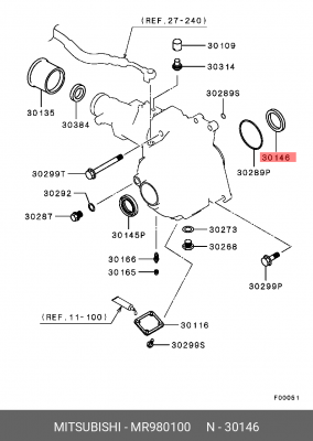 Уплотняющее кольцо, раздаточная коробка MR980100 MITSUBISHI