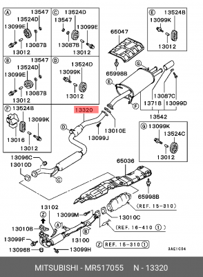 Средний глушитель выхлопных газов MR517055 MITSUBISHI