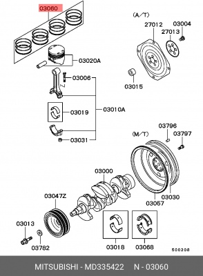 Кольца поршневые (комплект) MD335422 MITSUBISHI