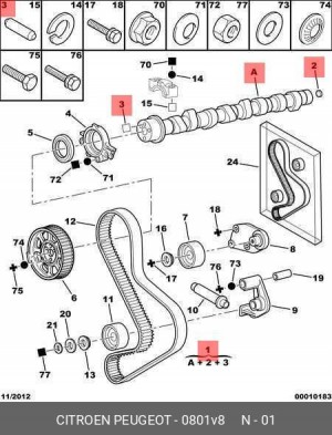 Распредвал 0801 V8 CITROEN PEUGEOT
