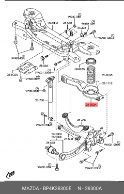 Рычаг подвески BP4K28300E MAZDA