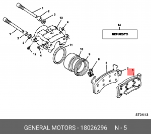 Комплект тормозных колодок, диско 18026296 GENERAL MOTORS