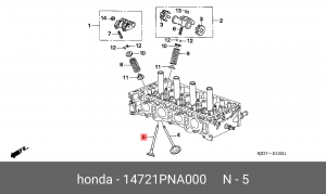 Клапан выпускной 14721PNA000 HONDA