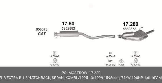Глушитель - задняя часть системы ОГ 17.280 POLMOSTROW