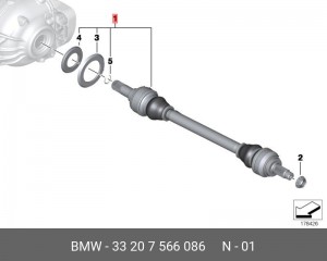 Вал привода колеса в сборе с ШРУСами 33 20 7 566 086 BMW