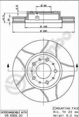 Тормозной диск 09.5568.76 BREMBO
