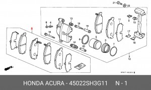 Комплект тормозных колодок, диско 45022SH3G11 HONDA