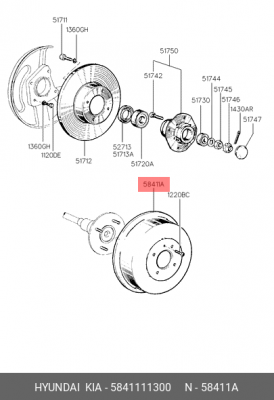 Тормозной барабан 5841111300 HYUNDAI KIA