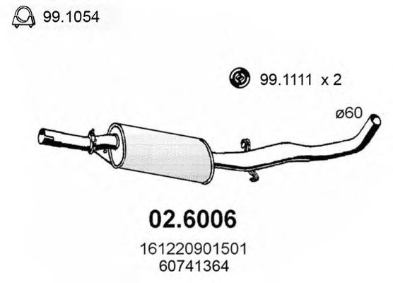 Средний глушитель выхлопных газов 026006 ASSO