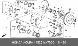 Тормозной диск 45251-SK7-000 HONDA