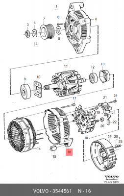 Подшипник контактного кольца, генератор 3544561 VOLVO