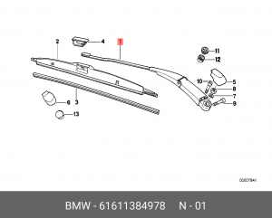 Рычаг стеклоочистителя, система очистки окон 61 61 1 384 978 BMW