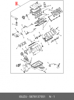Комплект прокладок, двигатель 5-87813-755-1 ISUZU