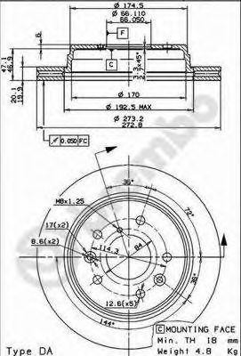 Тормозной диск 09.9127.10 BREMBO