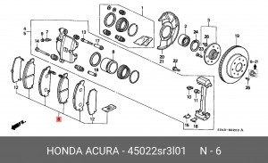 Колодки тормозные дисковые 45022SR3L01 HONDA