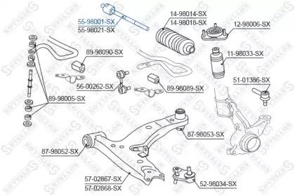 Тяга рулевая 55-98001-SX STELLOX