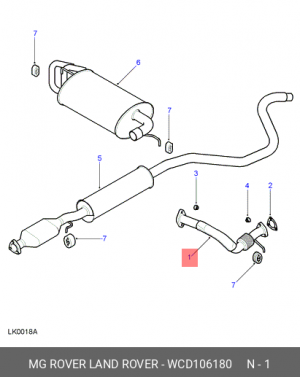 Выпускной трубопровод WCD106180 MG ROVER LAND ROVER