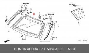 Молдинг стекла 73150SCAE00 HONDA